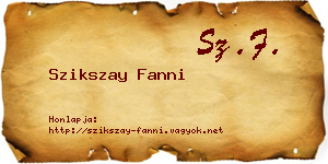 Szikszay Fanni névjegykártya