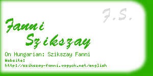 fanni szikszay business card
